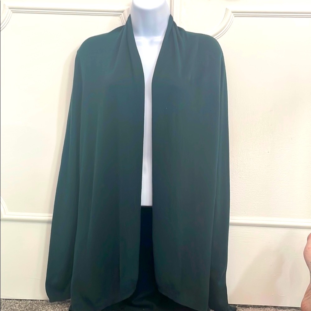 Express Cozy Fall Winter Emerald Green Long Open Cardigan in Size S